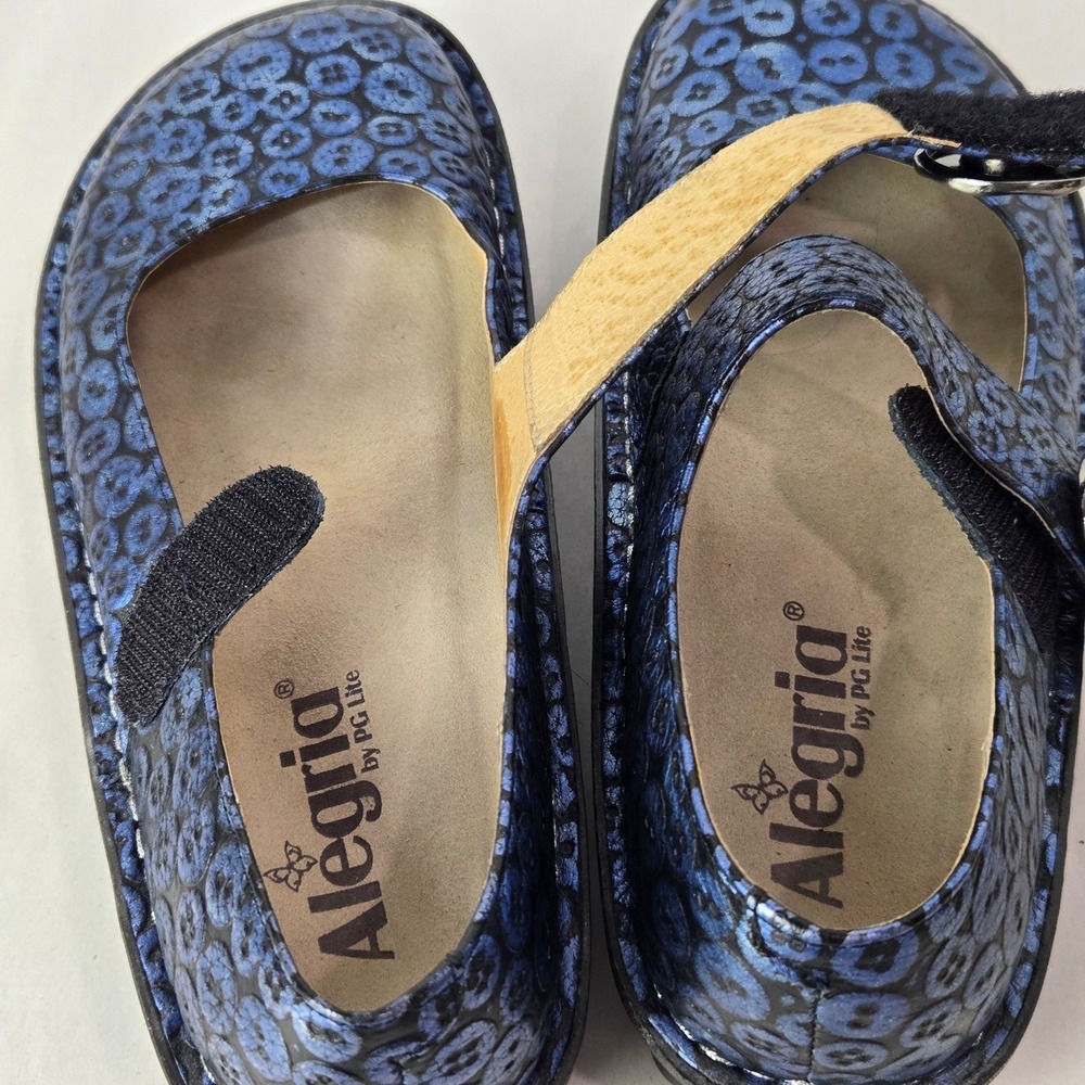 Alegria Size 6 Paloma Mary Jane Metallic Leather Button Embossed Clogs #1306 - Picture 6 of 11